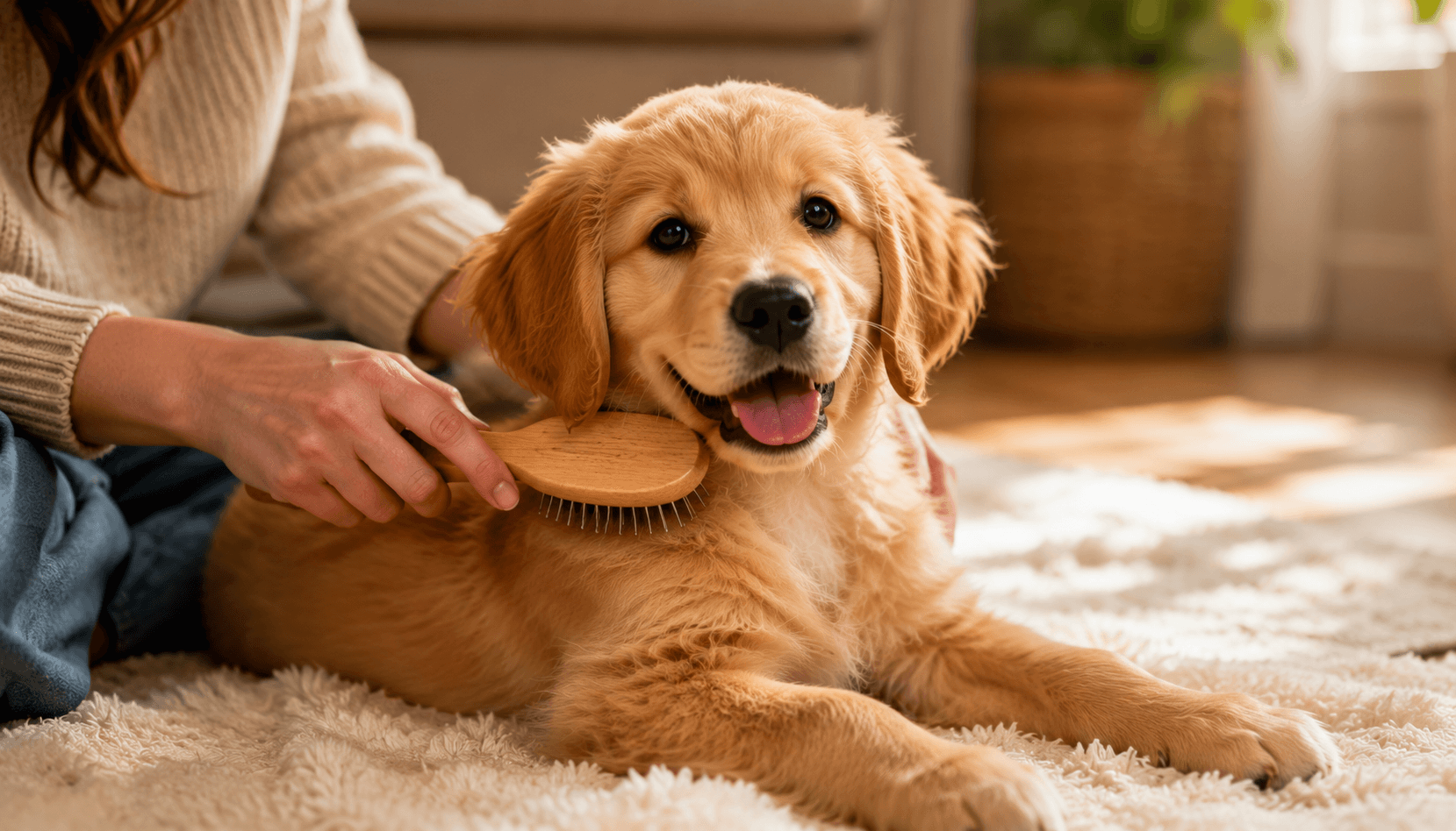 when to start brushing golden retriever puppy